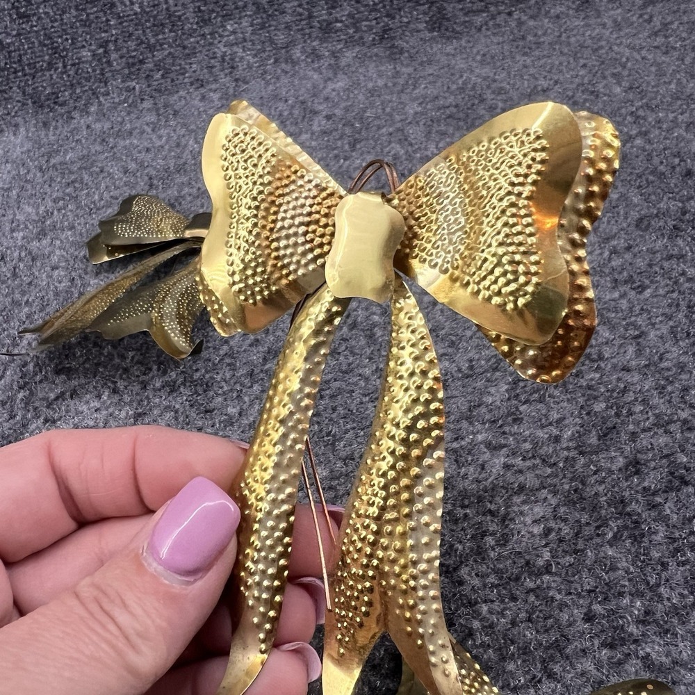 Vtg Home Interiors Trio Set Of 3 Brass Metal Punched Bows 3D Decor Wall Hanging - Picture 4 of 10